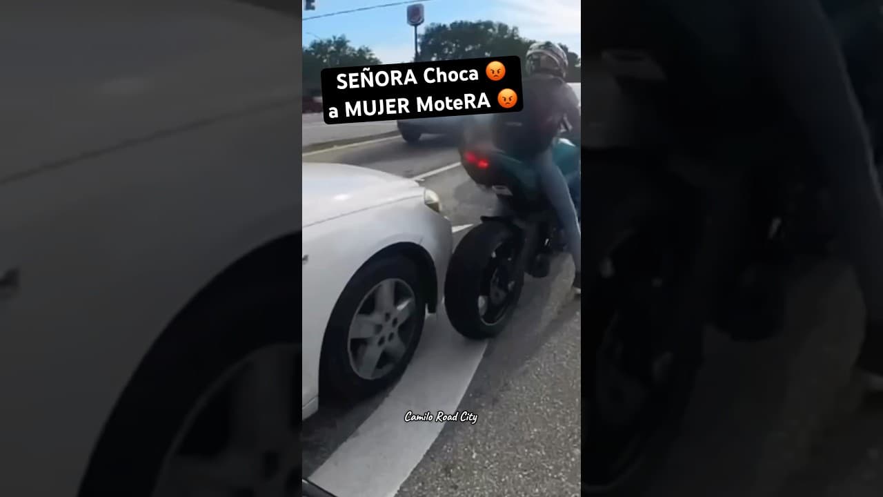 MUJER CHOCA a chika BIKER #accidente #humor #motos #automobile