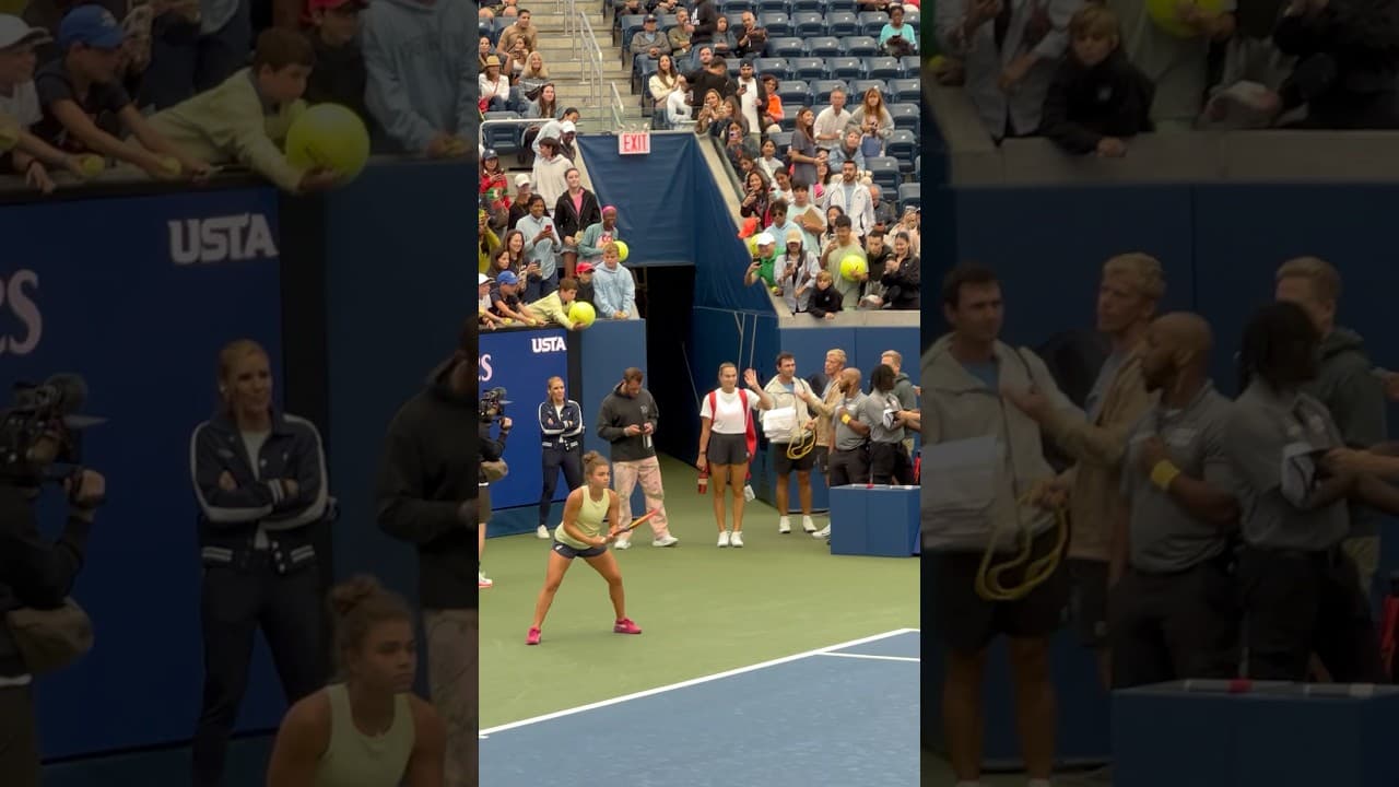 When Aryna Sabalenka walks in Jasmine Paolini practicing on court! #usopen #shorts #jasminepaolini