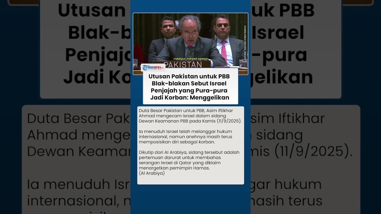 Utusan Pakistan untuk PBB Blak-blakan Sebut Israel Penjajah yang Pura-pura Jadi Korban: Menggelikan