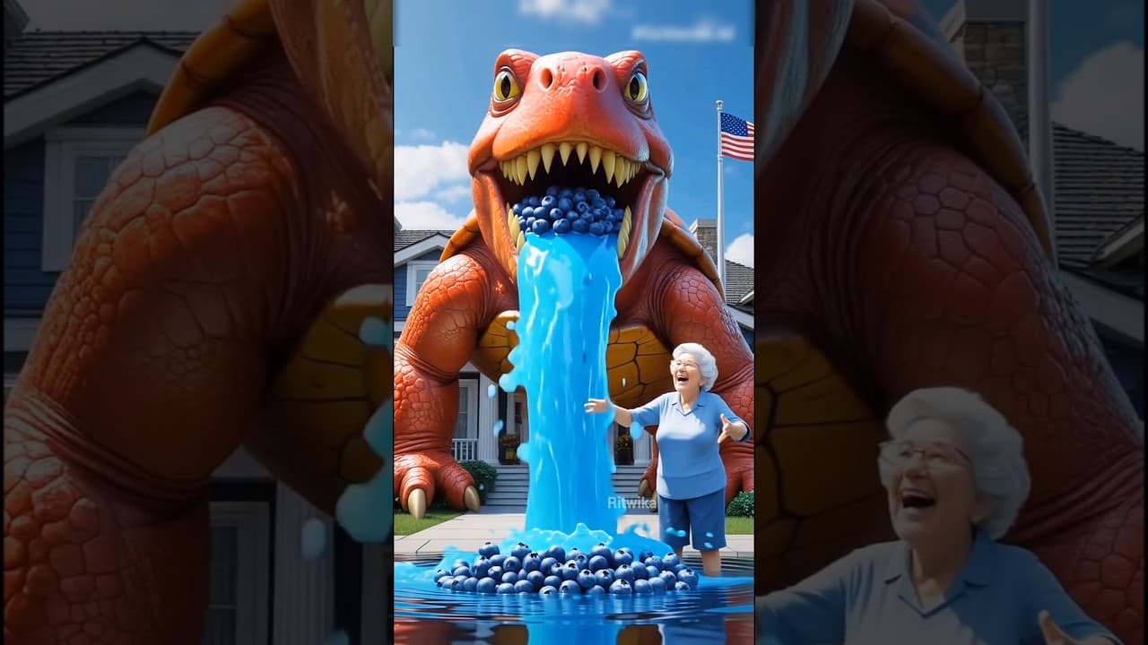 Grandma's Tortoise Gives Millions Of Liters Of Blueberry juice 🐢😭 #ai #youtubeshorts #tortoise
