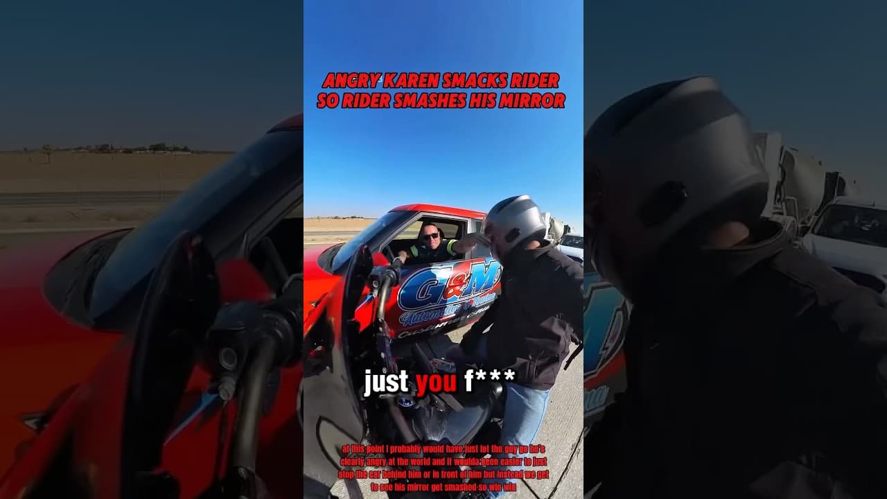 Angry Karen Smacks Rider, So Rider Smashes His Mirror | @therealerickmunoz on IG #motorcycle #karen