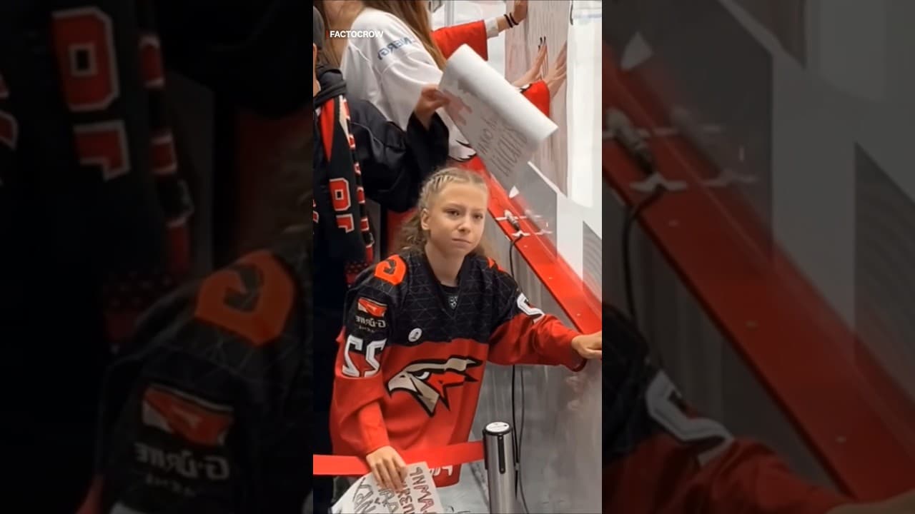 Crying Girl Finally Got the Hockey Puck