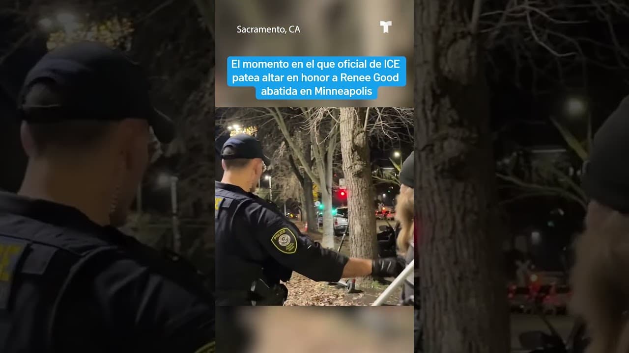 Captan en video el momento en el que oficial de ICE patea altar de Renee Good
