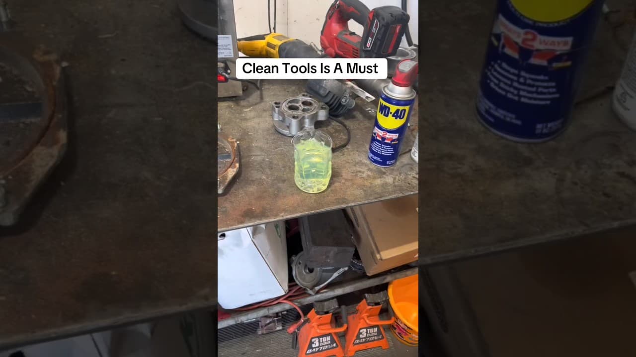 For all of you wondering, he's using diesel fuel to clean it.