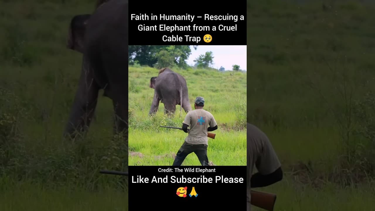 Faith in Humanity  Rescuing a Giant Elephant from a Cruel Cable Trap 🥺 | #elephantrescue #wildlife