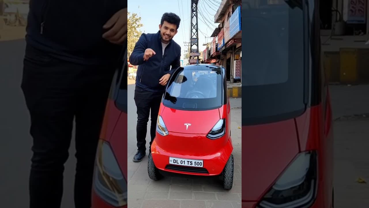 Delhi Shocked! Tesla’s Smallest Car Gives Full Tariff Relief 😱⚡ #TeslaIndia #Delhi #FutureCar #Car