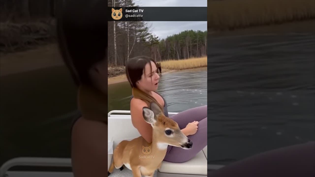 Deer Escapes Huge Bear... Jumps on Boat Unexpectedly! 😱🦌🐻