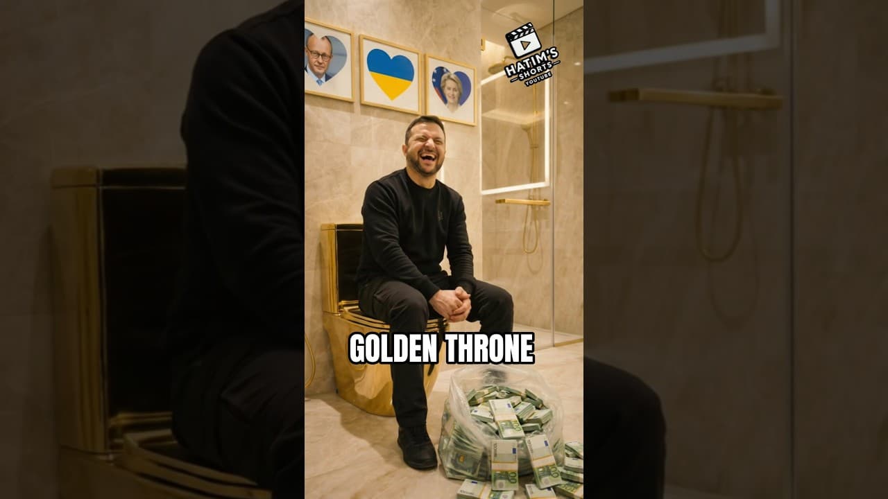 Zelensky presents his golden WC to Merz and Ursula
