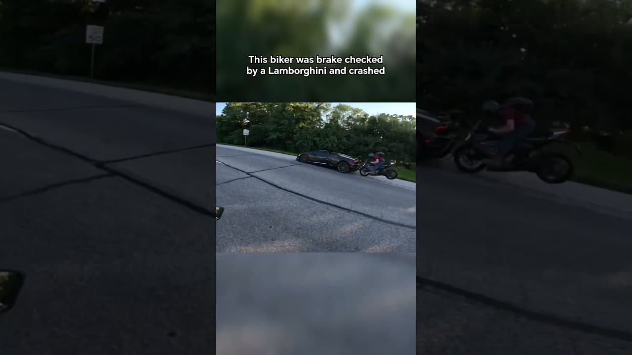 This biker crashed into a Lamborghini 😰 (Via: @Phantom_rides) #bike #short #tiktokeffects