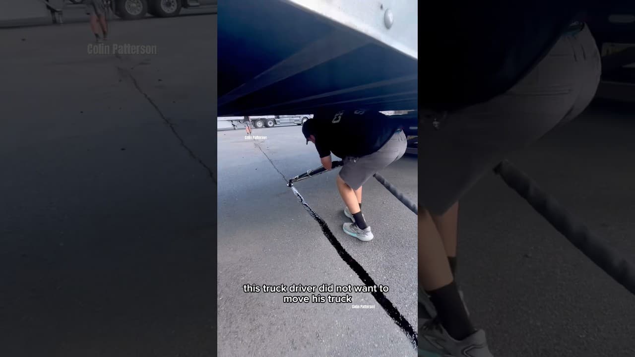 Truck Driver Did NOT Want to Move His Truck🚫🛻🚔 #satisfying #cracksealing