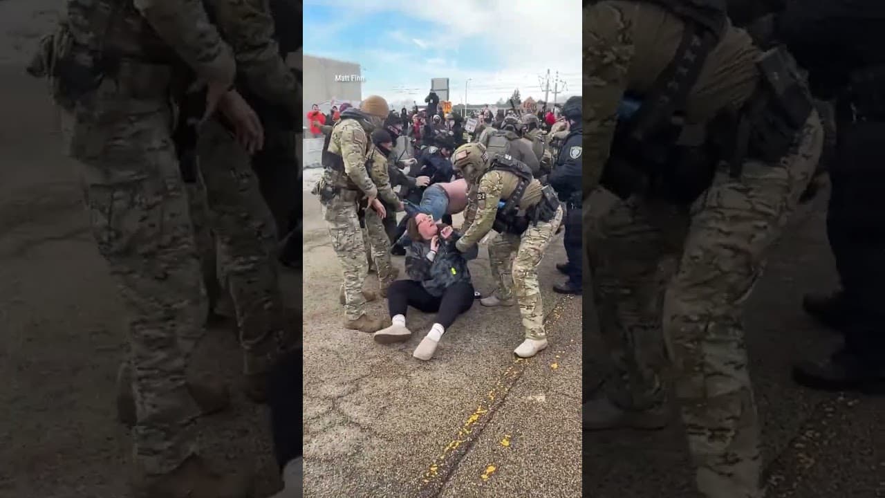 'STEP BACK': A struggle breaks out as Border Patrol detains a woman in Minneapolis #shorts #news