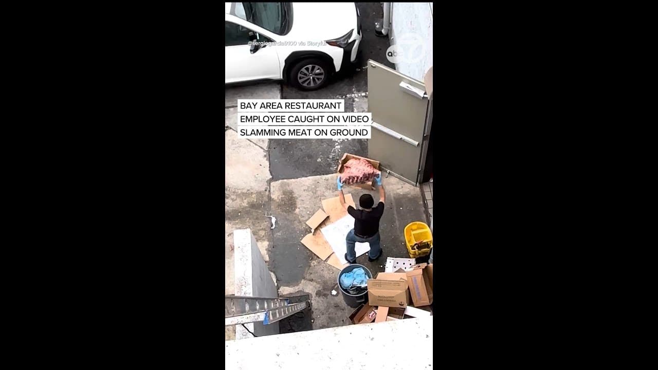Bay Area restaurant employee caught on video slamming meat on ground