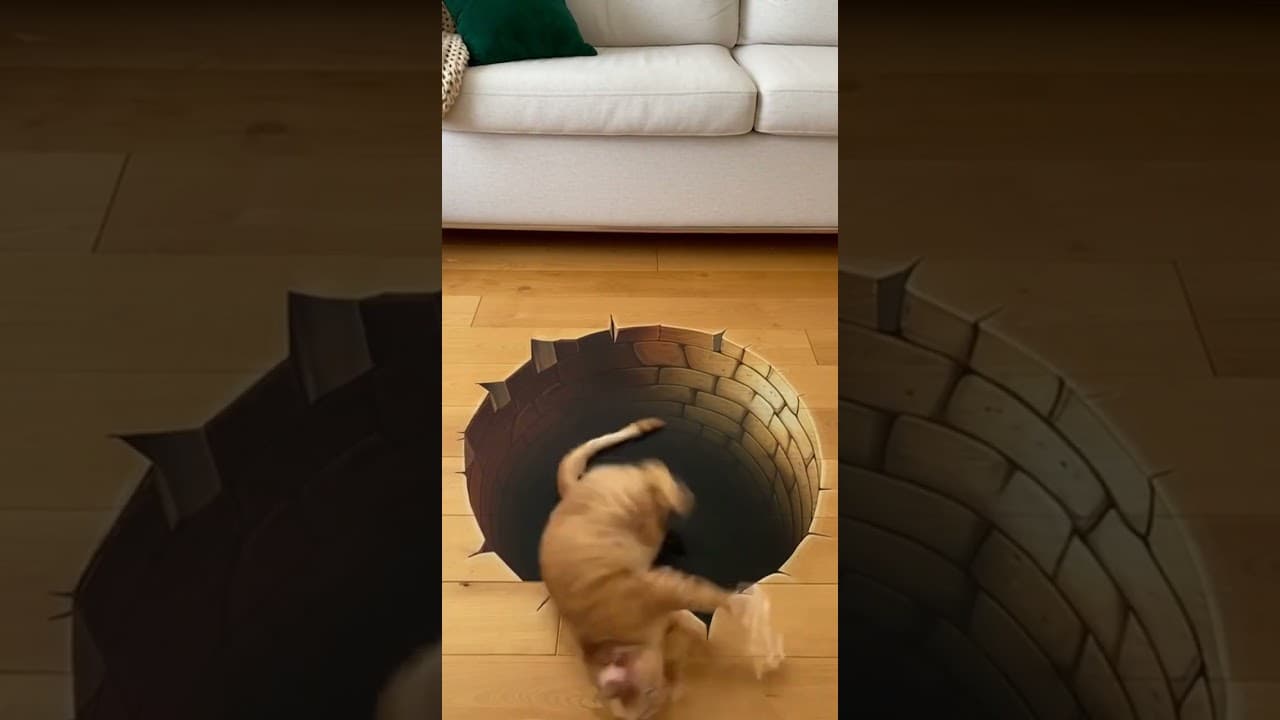 Cat confused by the optical illusion #2 😂 #cat