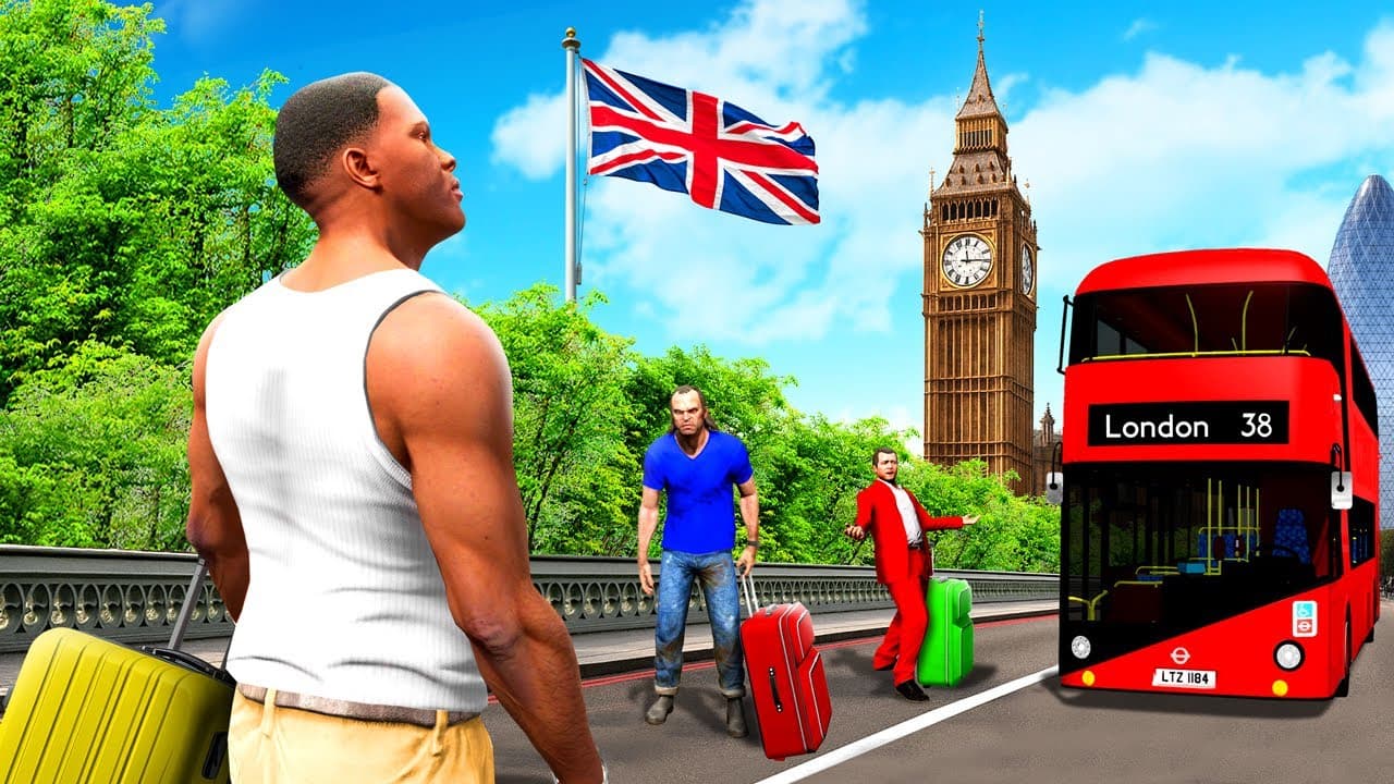 GTA 5 - Franklin, Trevor & Michael GO to LONDON!