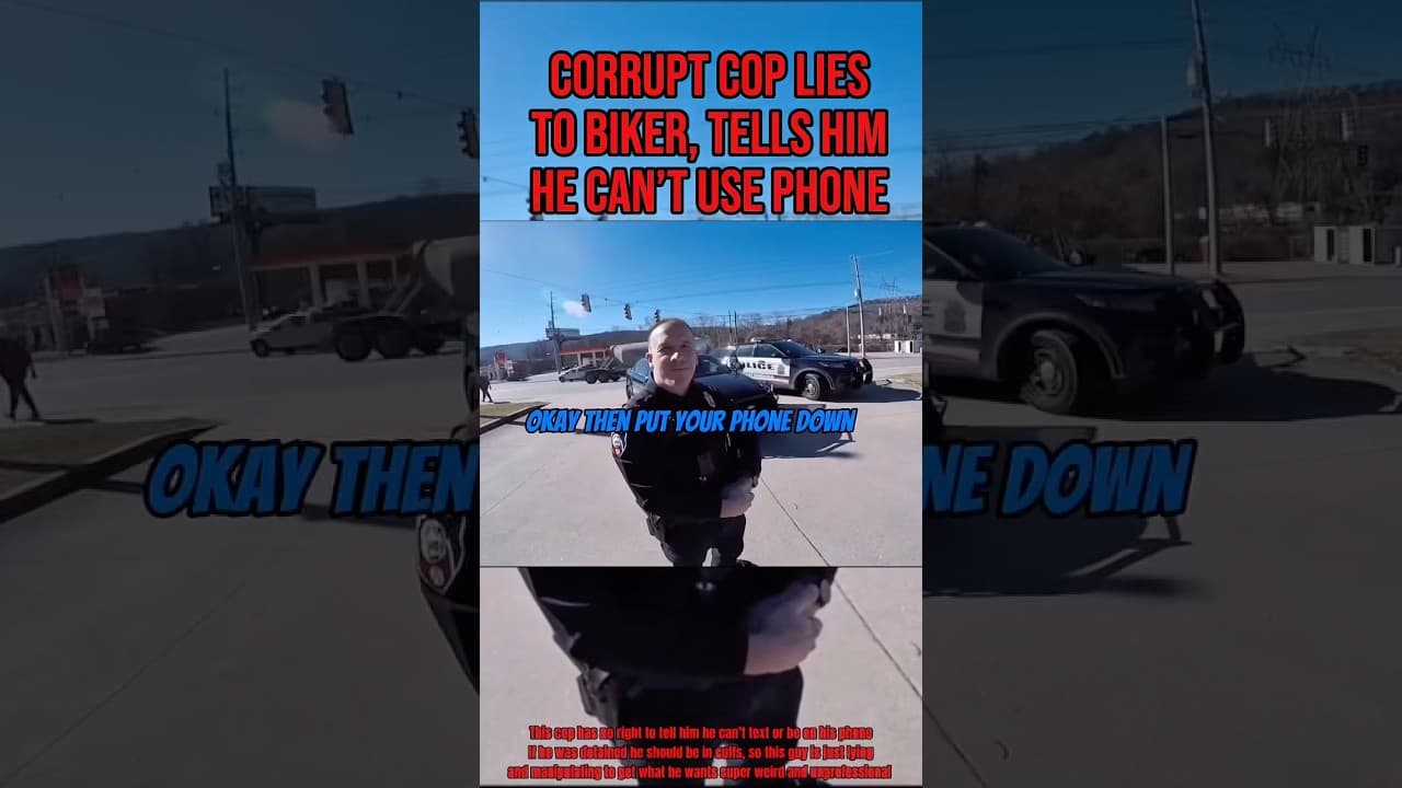 Corrupt Cop Lies To Biker, Tells Him He Can’t Use Phone @deviousgsxr on IG #biker #cop
