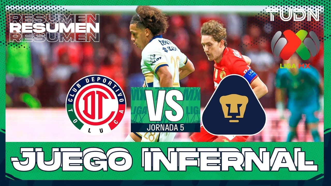 Resumen y goles - Toluca vs Pumas | Liga MX - J5 2025 | TUDN