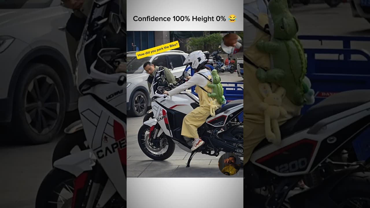 Confidence 100% Height 0% 😂 #shorts #funny #reaction #motovlog #bike #rider #trending #shortsfeed