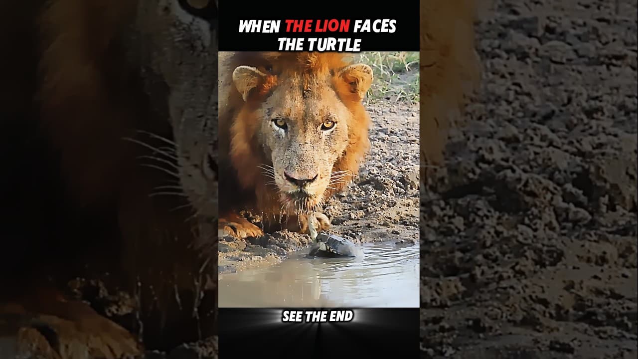 Even Lions Fear Turtles… But Not Cats 🐢🦁😼 #trending #animals #wildlife #youtubeshorts #cat #lion